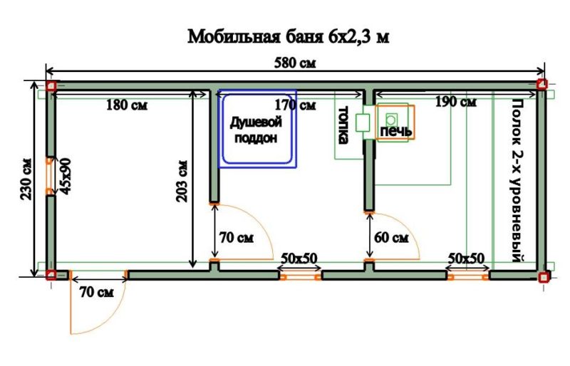 Мобильные бани схема