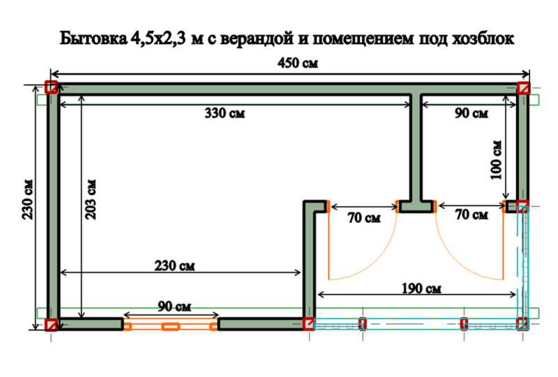 Хозблок с туалетом и душем для дачи своими руками схема